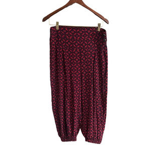 Anthropologie Medallion Navy Red Printed Harem Pants With Pockets Women’s Size M